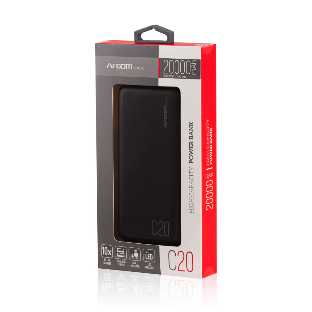 POWER BANK C20 20000MAH BLACK - Image 2