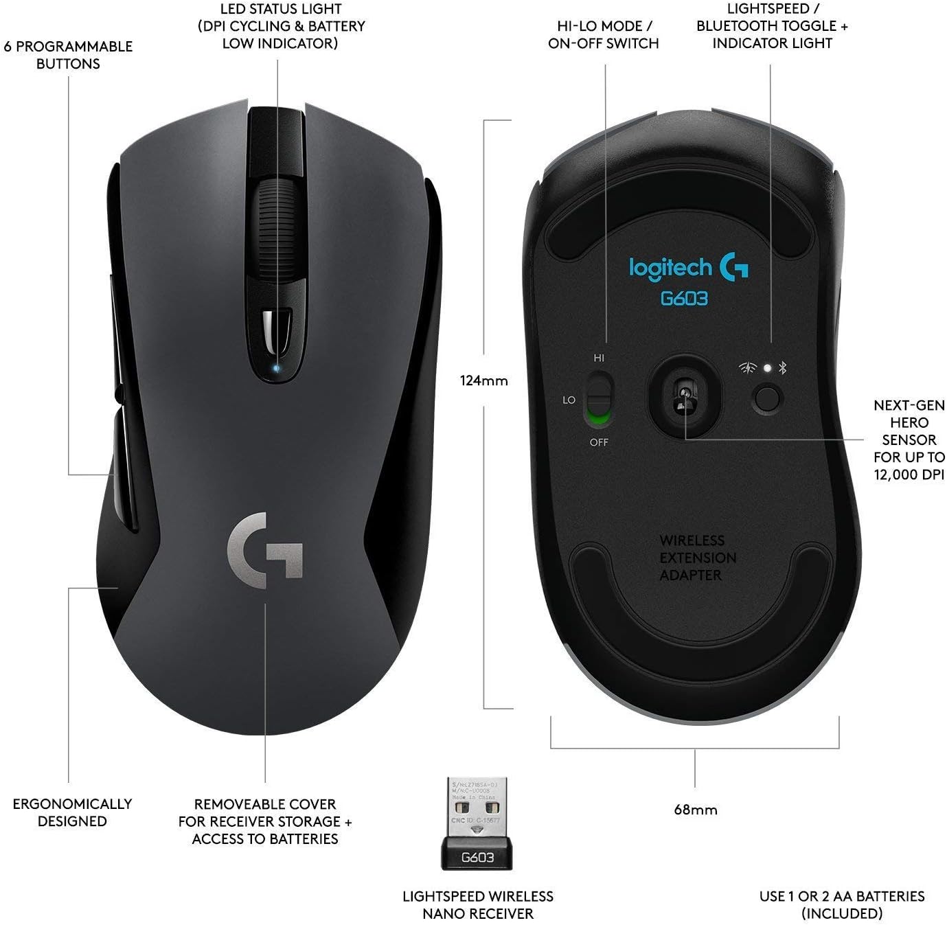 Logitech G603 Light Speed Wired - Image 2