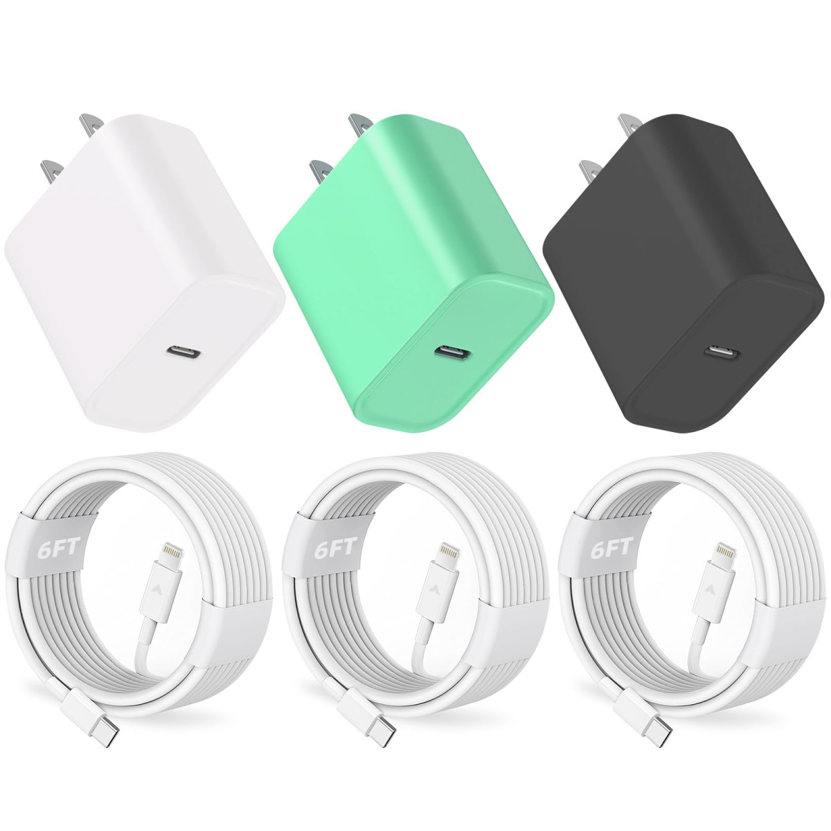 iPhone Fast Charger 20W USB-C w/6ft USB Cable